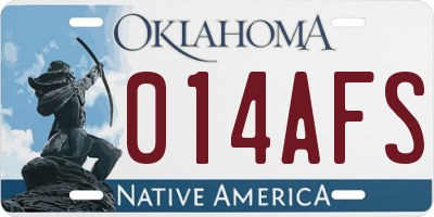 OK license plate 014AFS