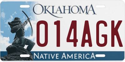 OK license plate 014AGK