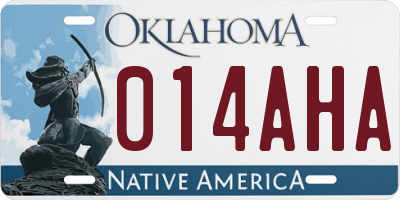 OK license plate 014AHA