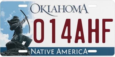 OK license plate 014AHF