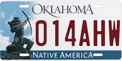 OK license plate 014AHW