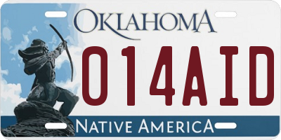 OK license plate 014AID
