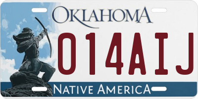 OK license plate 014AIJ