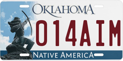 OK license plate 014AIM