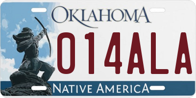 OK license plate 014ALA