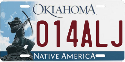 OK license plate 014ALJ