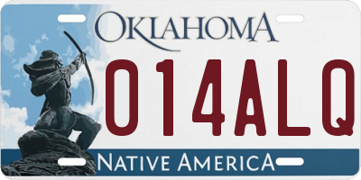 OK license plate 014ALQ