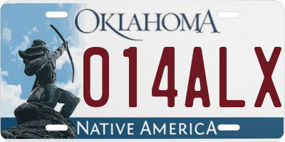 OK license plate 014ALX