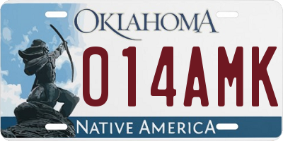 OK license plate 014AMK