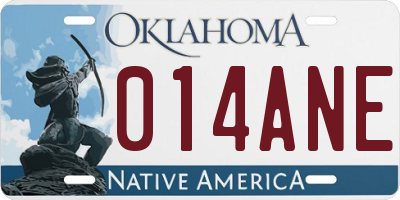 OK license plate 014ANE