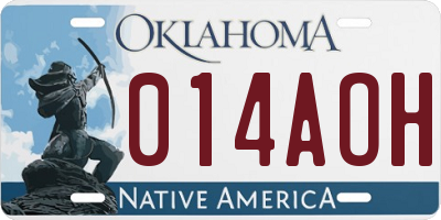 OK license plate 014AOH