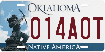 OK license plate 014AOT