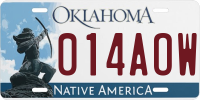 OK license plate 014AOW