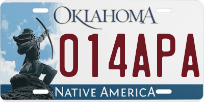OK license plate 014APA