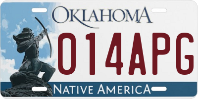 OK license plate 014APG