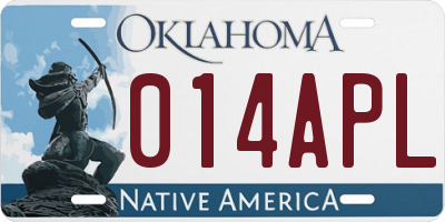 OK license plate 014APL