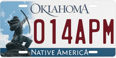 OK license plate 014APM