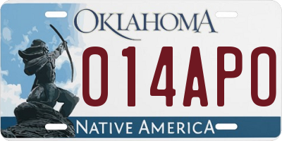 OK license plate 014APO