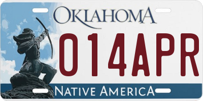 OK license plate 014APR