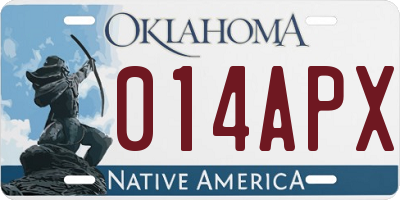 OK license plate 014APX