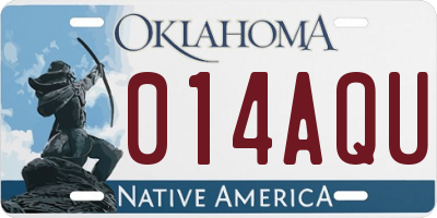 OK license plate 014AQU