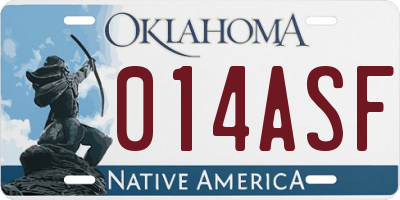OK license plate 014ASF