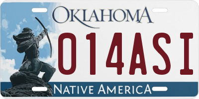 OK license plate 014ASI