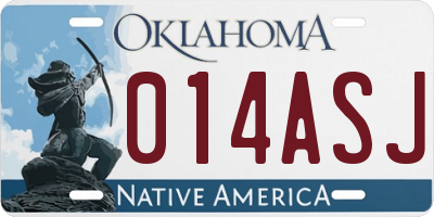 OK license plate 014ASJ