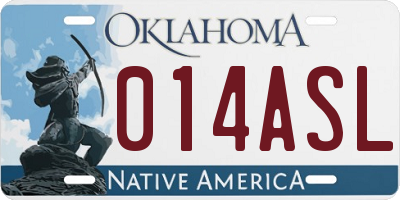 OK license plate 014ASL