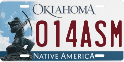 OK license plate 014ASM