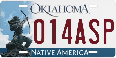 OK license plate 014ASP