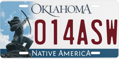 OK license plate 014ASW