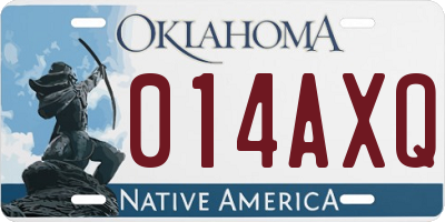 OK license plate 014AXQ