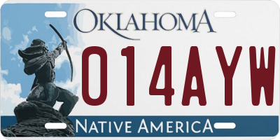 OK license plate 014AYW
