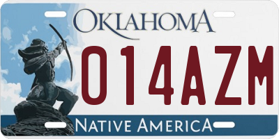 OK license plate 014AZM