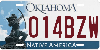OK license plate 014BZW