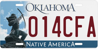 OK license plate 014CFA