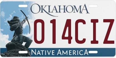 OK license plate 014CIZ