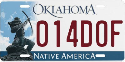 OK license plate 014DOF