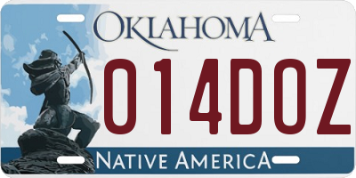 OK license plate 014DOZ