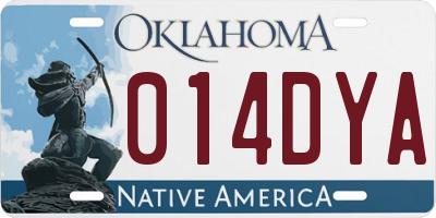 OK license plate 014DYA