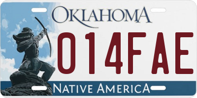 OK license plate 014FAE