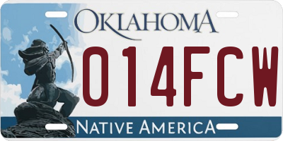 OK license plate 014FCW
