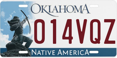 OK license plate 014VQZ