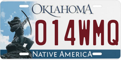 OK license plate 014WMQ