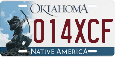 OK license plate 014XCF