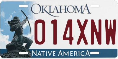 OK license plate 014XNW