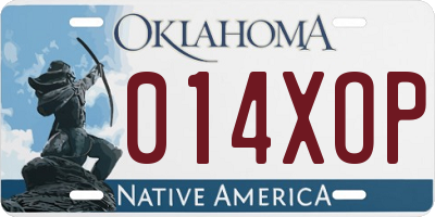 OK license plate 014XOP