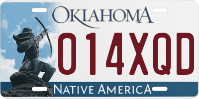OK license plate 014XQD