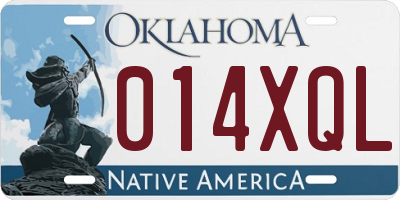 OK license plate 014XQL